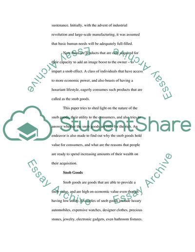 Snob Goods Are Only for the Rich