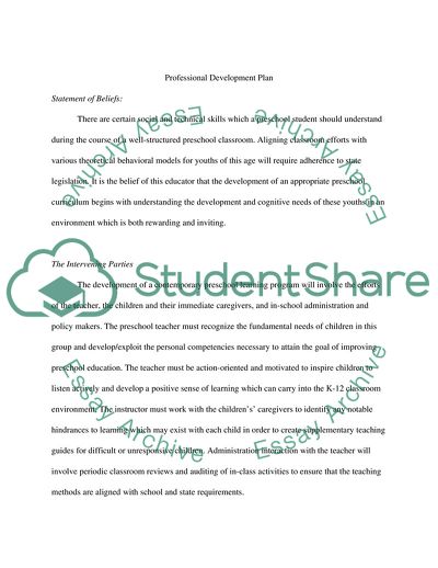 Professional Development Plan: Improving the Fundamentals of Preschool Learning