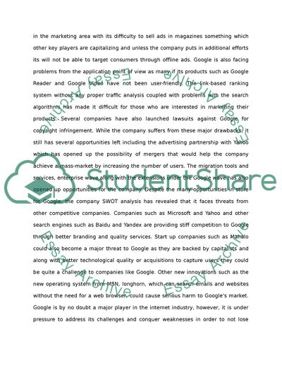 Executive Summary and Conclusion on Google