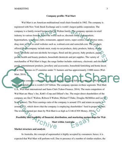 Entry Plan of Wal-Mart in Australia