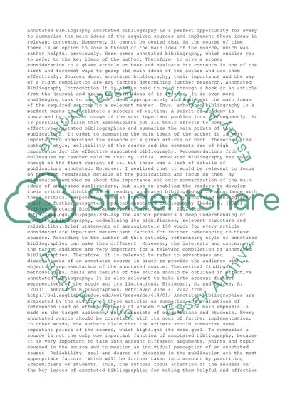 Annotated Bibliography