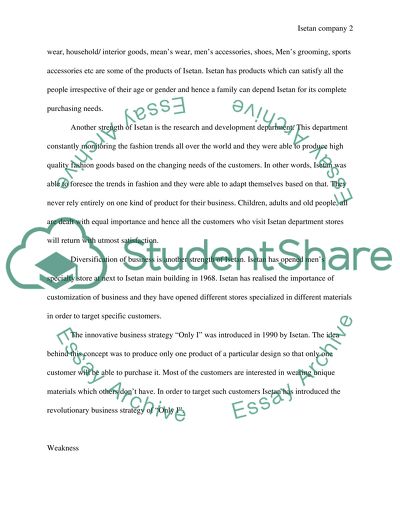 Strategic Analysis of Isetan Company