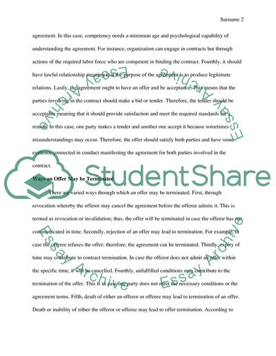 BUSINESS LAW I (BUS 231) contract six ways an offer may be terminated
