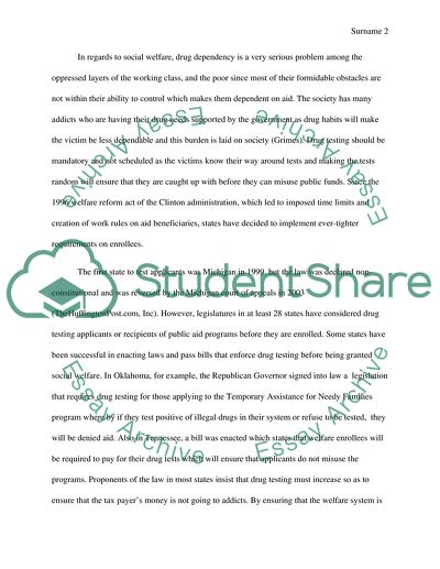 Should people who receive welfare be required to be drug tested