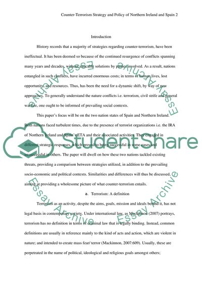 Counter-Terrorism Strategies in Northern Ireland (IRA), and Spain (ETA)