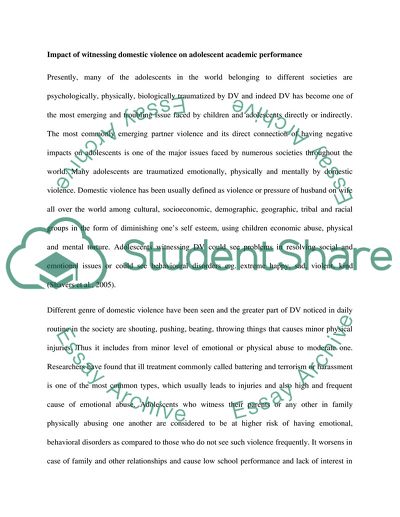 Impact of Witnessing Domestic Violence on Adolescent Academic Performance