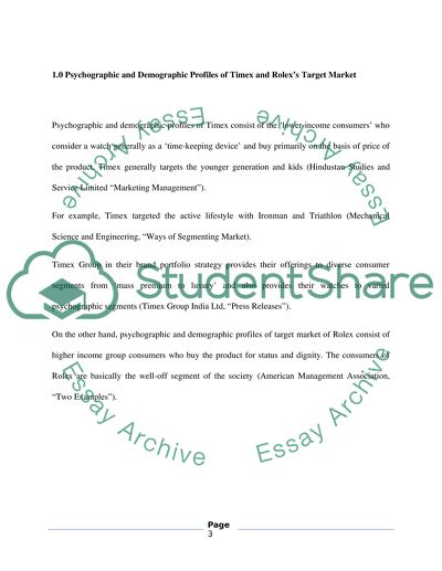 Psychographic and Demographic Profiles of Timex and Rolexs Target Market