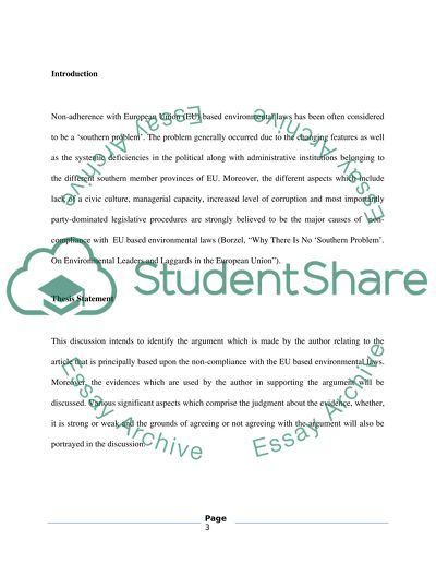 Why There Is No Southern Problem - on Environmental Leaders and Laggards in the EU