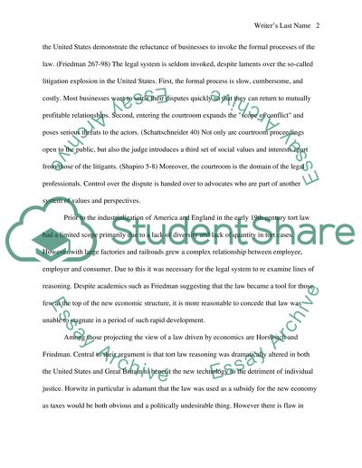 Tort Law and Efficiency: The Hong Kong Context