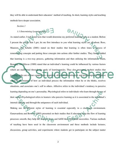 Learning Styles and Lifelong Learning Process