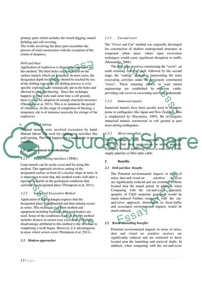 Techniques for Roadway Tunnelling