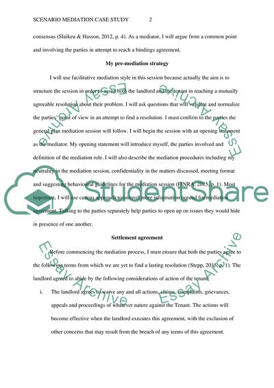 Mediation Session between the Landlord and the Tenant