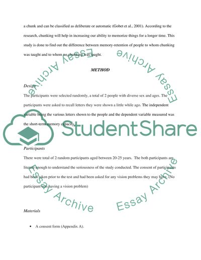 Effect of Chunking on Short-Term Memory Retention