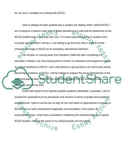 Optometry school admission essay