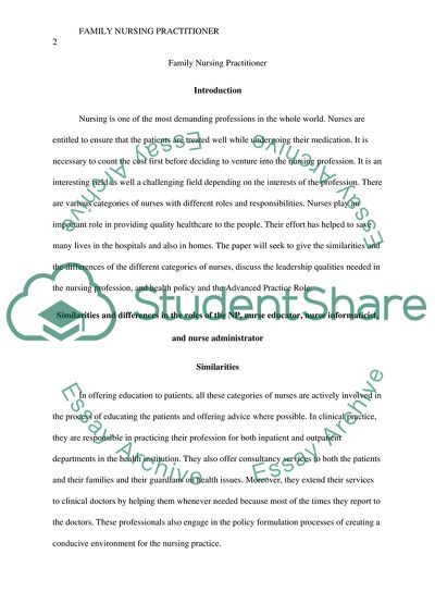 Family Nursing Practitioners and Their Roles