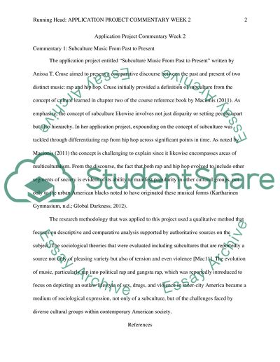 Commentaries on two other students application projects week 2