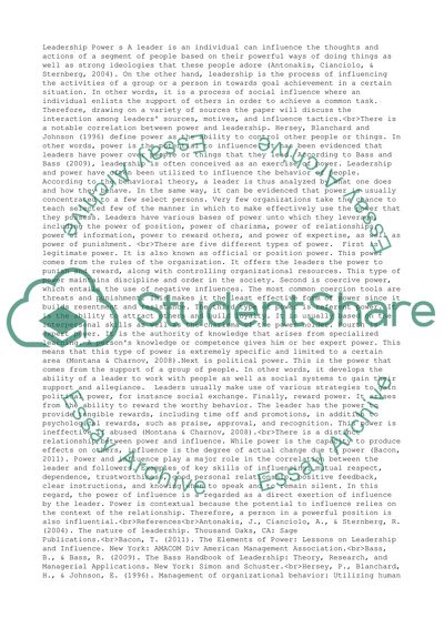 Leadership Power Issues