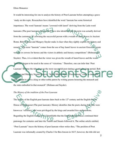 A Comparison Poet Laureates from U.S. and England