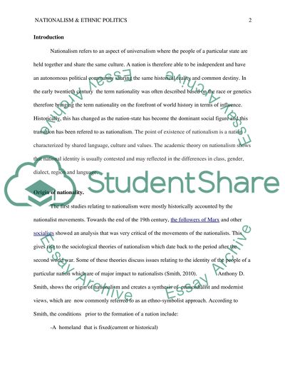 Analysis of Nationalism and Ethnic Politics