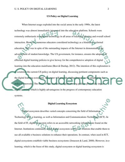 US Policy on Digital Learning