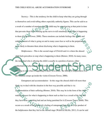 Child Sexual Abuse Accommodation Syndrome