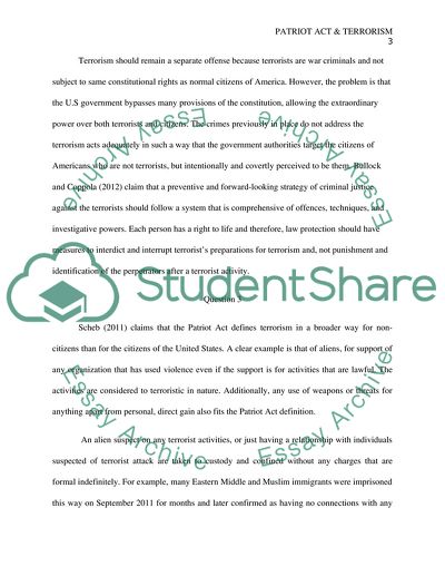 The Patriot Act and Terrorism