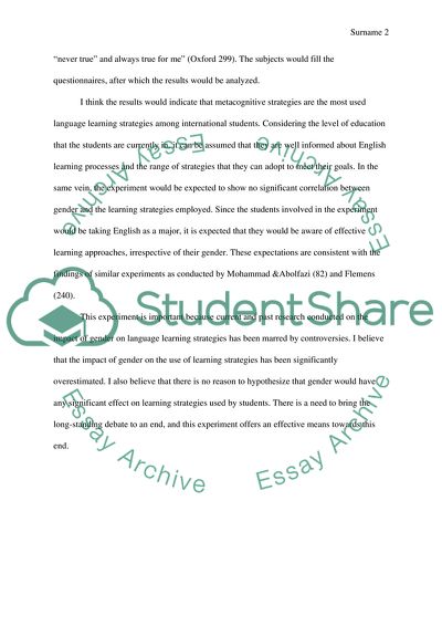 Sociolinguistic Experiment and language learning strategies