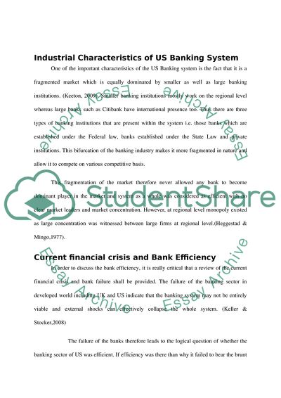 The Efficiency in the Banking System of the US