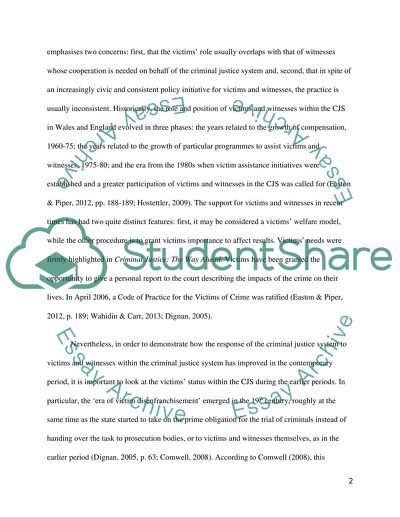 Criminal Justice System and Victims of Crime