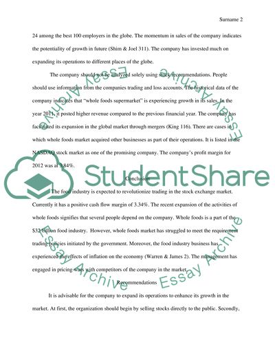 Industry Analysis For Foods Market