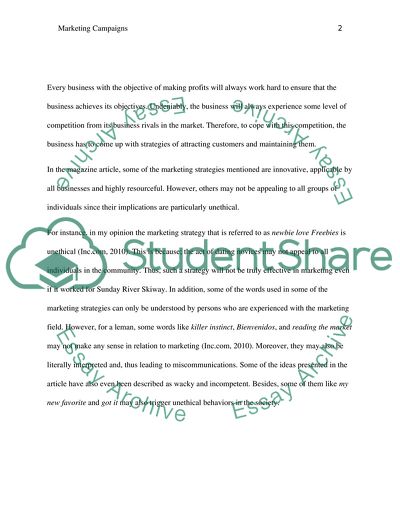 Article - Marketing Campaigns