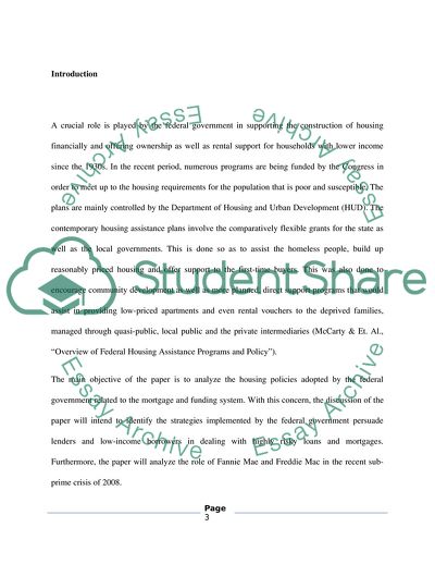 Federal Government Housing Policies - Fannie Mae & Freddie Mac