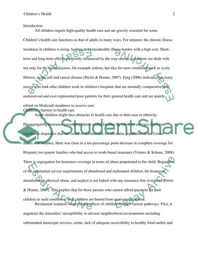 Childrens Health: Health Care Disparities in Children