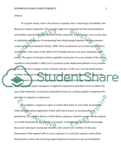 Supportive Employment Project