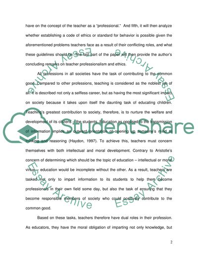 Ethics and Professionalism in Teaching