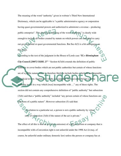 Human Rights Act 1998 and Administrative Law