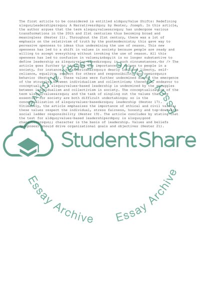 Values-Based Leadership