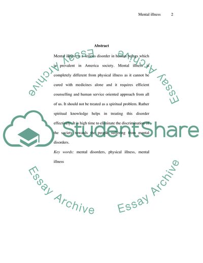 Mental Illness in American Society