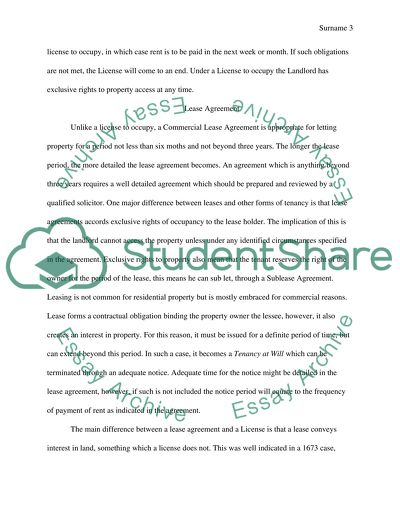 Land Law and License to Occupy