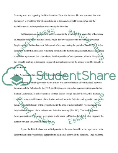 Policies of the Mandatory Authorities and Arab-Israeli Conflict