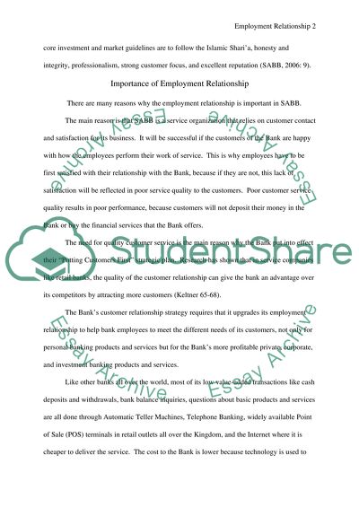 Employment Relationship at Saudi Arabia British Bank