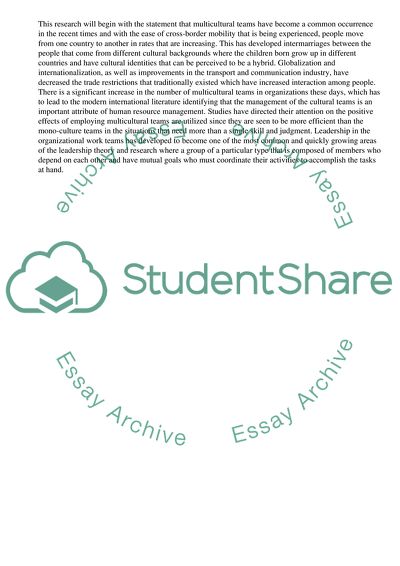 Leading a Multicultural Team through a Change Process