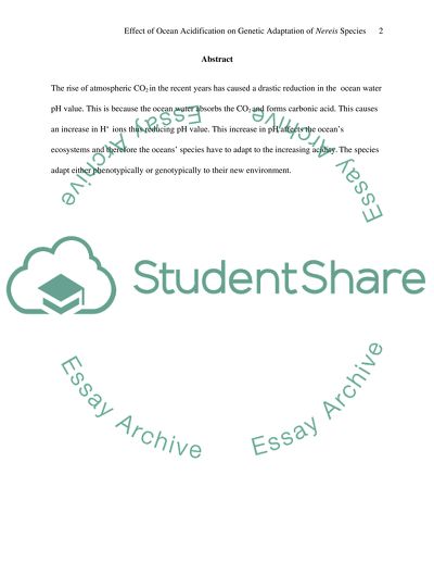 Effect of Ocean acidification upon ability to genetically adapt in Nereis species