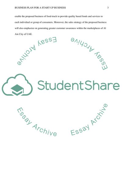 Business Plan for a Start-Up Business Truck Business in the Marketplace of Al Ain City