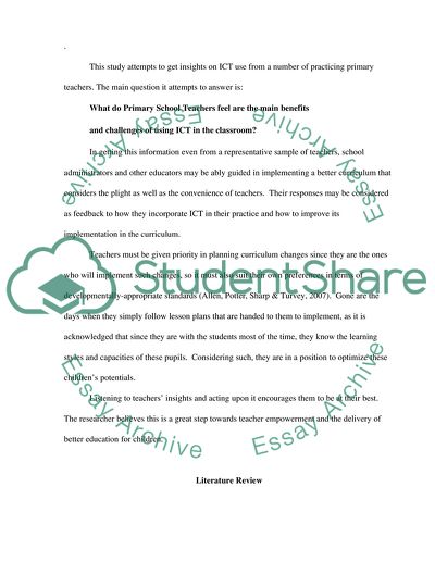 Insights of Primary School Teachers on the Main Benefits of ICT Use in the Classroom