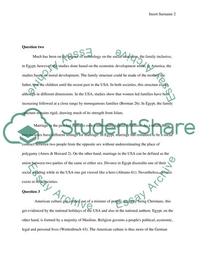 Family Structure and Support Issues in the US and the Egypt