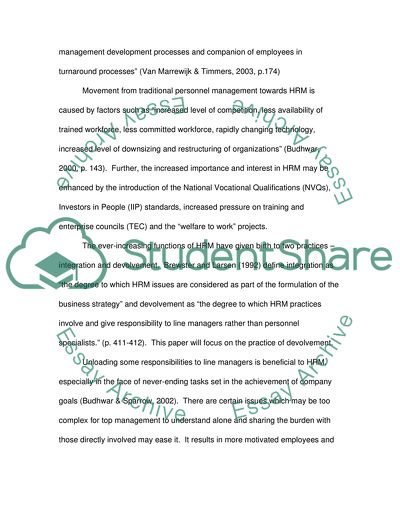 Devolvement as a Strategy in Human Resource Management