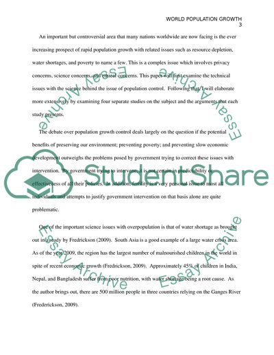 World Population Growth and the Policy of Nations