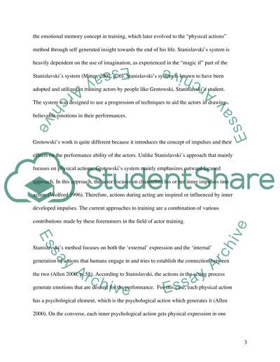How do impulses affect the performer A comparative study between Stanislavski and Grotowski