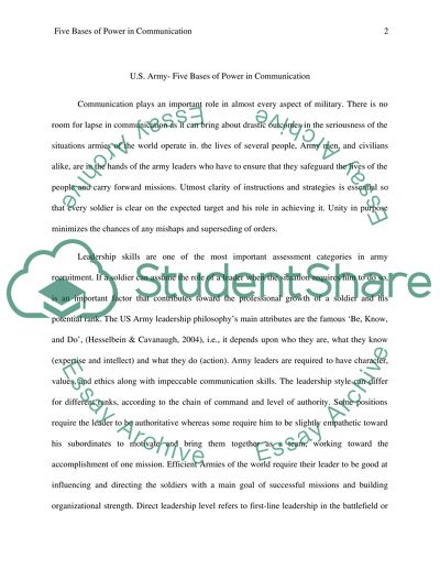 Fives Bases of Power in Communication- A Case of US Army